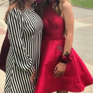 Satin black and white cocktail dress